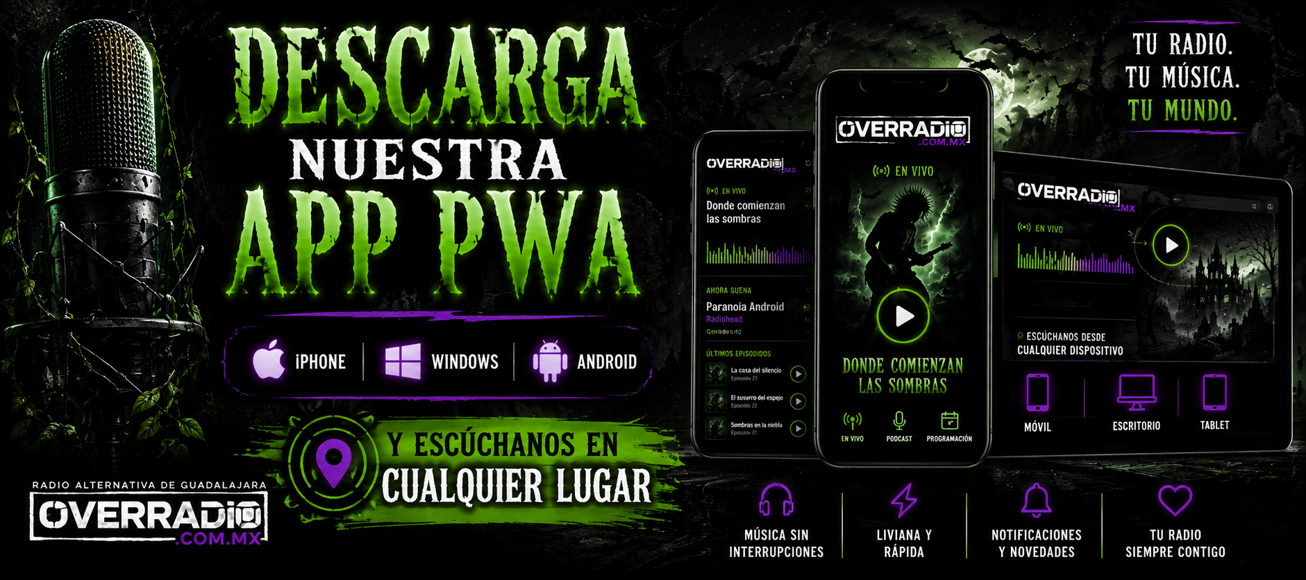 Descarga la app PWA de Over Radio